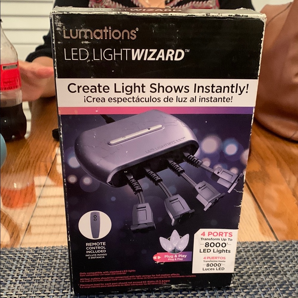 New in Box Lumations LED LightWizard, w Remote 4 ports light Shows Instantly